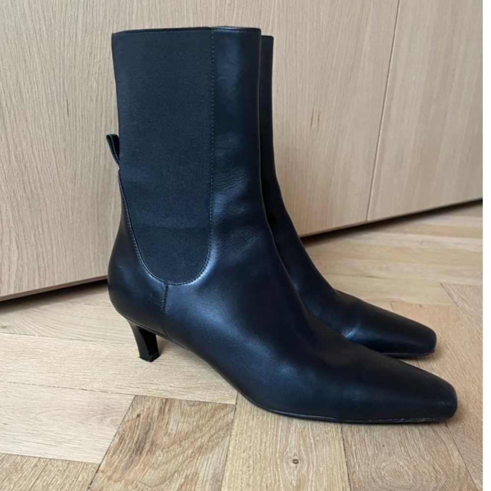 Toteme mid heel leather sock boot
